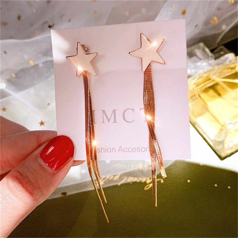 Корейские модные серьги 2019 женские модели блестящих кристаллов длинные в