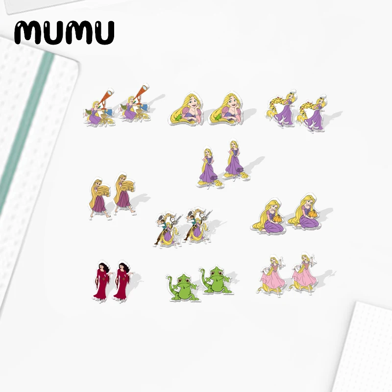 2021 New Princess Rapunzel Stud Earring Cartoon Epoxy Jewelry Resin Acrylic Earrings Handmade Gifts Girl | Украшения и аксессуары