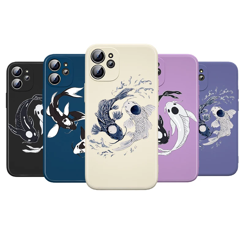 

Koi Fish Art For Apple iPhone 13 12 Mini 11 Pro XS MAX XR X 8 7 6S SE Plus Liquid Silicone Soft Phone Case