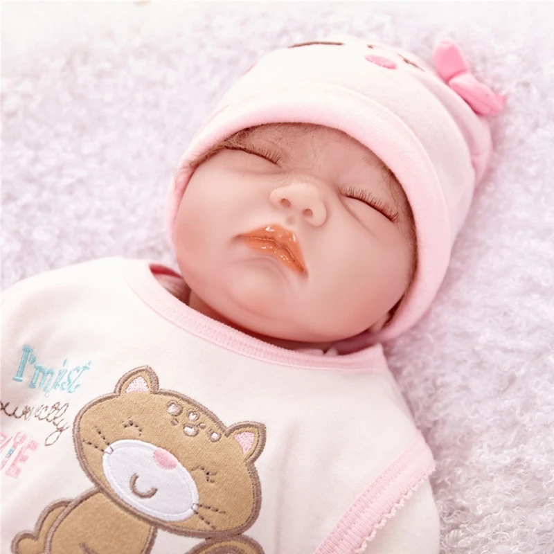 

22 Inches Looking Lifelike Realistic Baby Silicone Newborn Care Close Eyes Toy for Toddlers Children and the Elderly