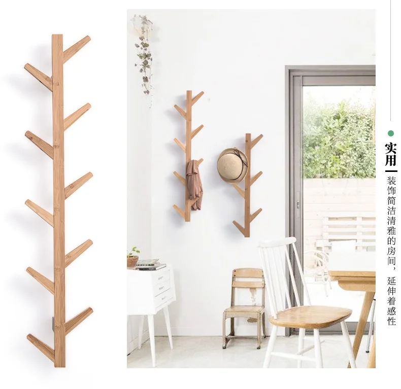 

Nordic creative bamboo wall coat rack fashion tree bedroom hanger living room