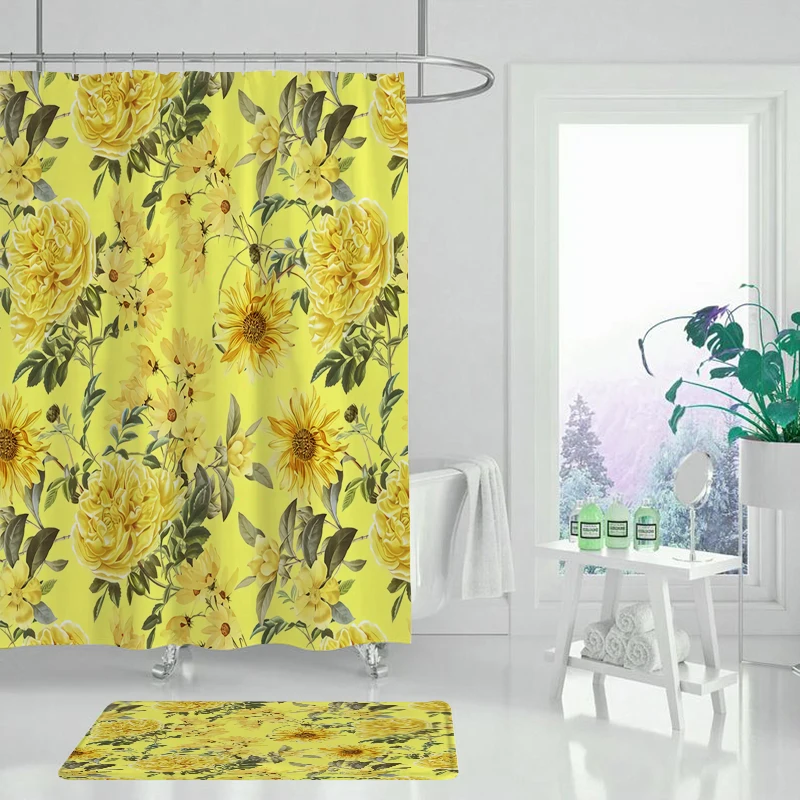 Свежее растение занавеска для душа бамбуковая Ванна лотоса с одной печатью