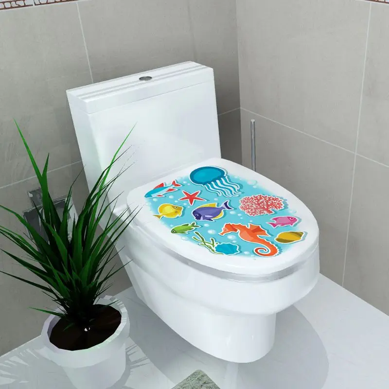 

1 pc Toilet Seat Sticker New Simplicity Fresh Style Toilet Seat Wall Sticker Art Bathroom Decals Decor PVC Removable Home Decor