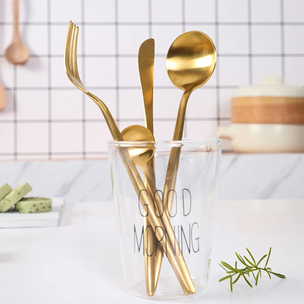 Набор столовых приборов из нержавеющей стали переносная Золотая ложка вилка нож