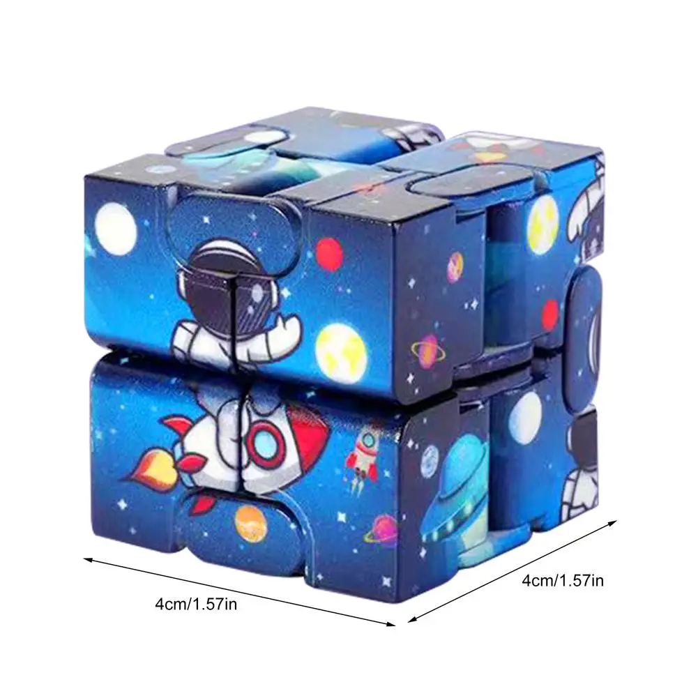 Anti Stress Infinite Cube Space Astronaut Spaceship Printing Pattern Infinity Cube Flip Magic Cube Stress Reliever Autism Toys images - 6