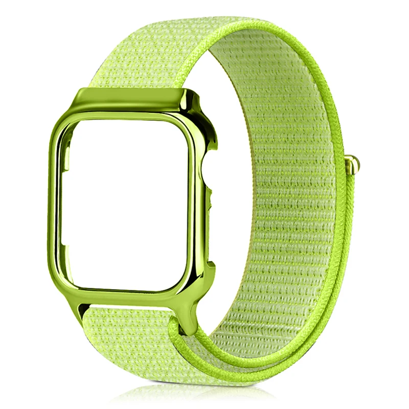 flash light Ремешок для Apple watch band 44 мм 40 мм correa iwatch series 5 4 sport нейлоновая петля+ чехол для Apple watch 4 5 аксессуары высокого качества - Цвет ремешка: flash light
