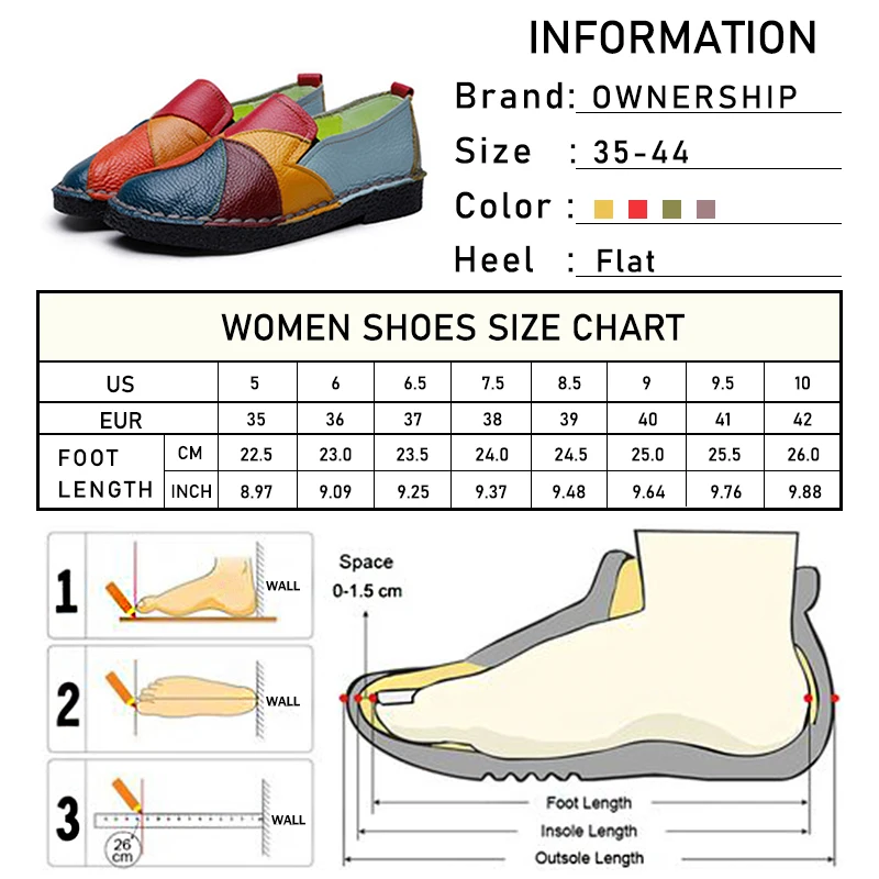 

Woman Mixed Colors Flats Female Loafers Women Casual Shallow Mom Shoes Ladies Slip On Women's Comfortable Footwear Plus Size 44