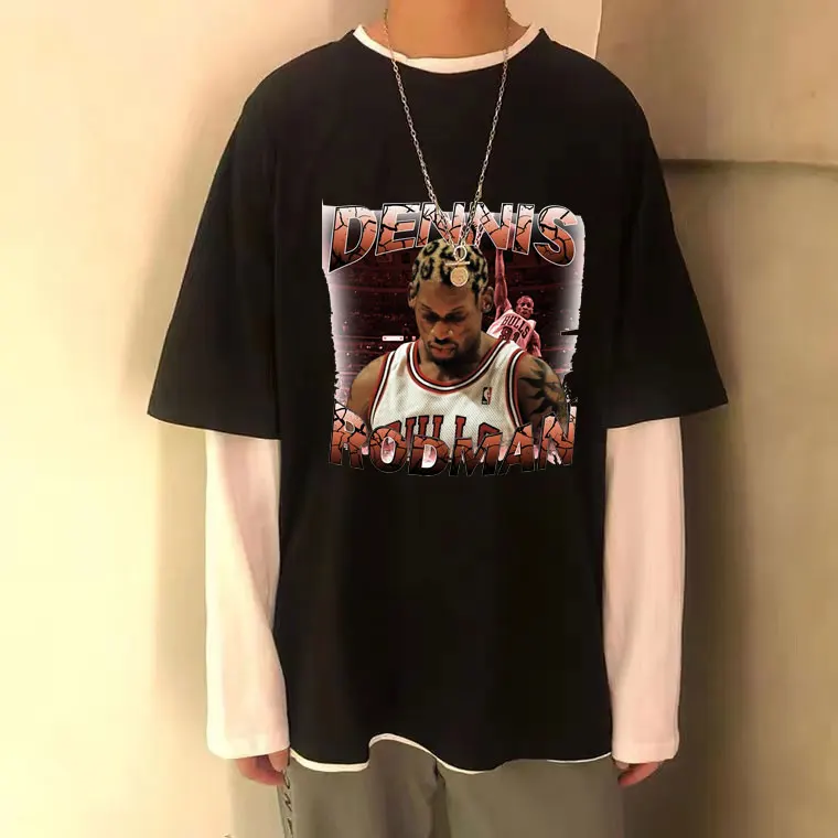 

New Fashion Dennis Rodman T Shirt Summer Men Women Hip Hop Streetwear Boy Basketball Clothes Mob Travis Scotts Astroworld Cotton