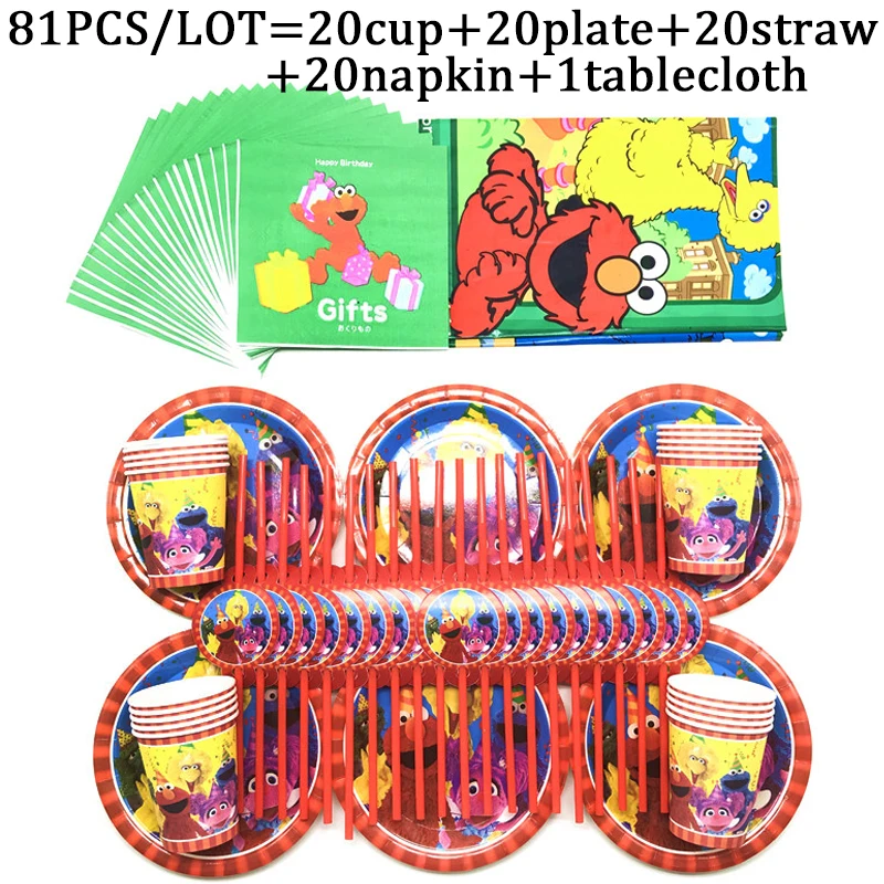 

Sesame Street Kids Boy Birthday Party Decorations Banners Paper Cups Plates Baby Shower Disposable Tableware Supplies Tablecloth