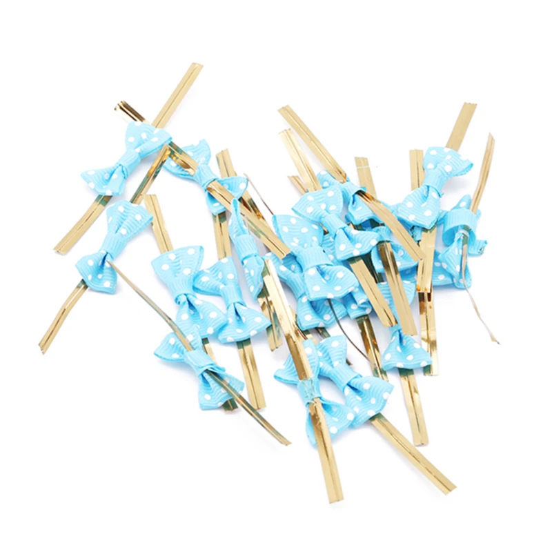 

20 Pcs Creative Bowknot Metallic Twist Wire Ties Candy Wrapping Baking Gift Bags Sealing Wire