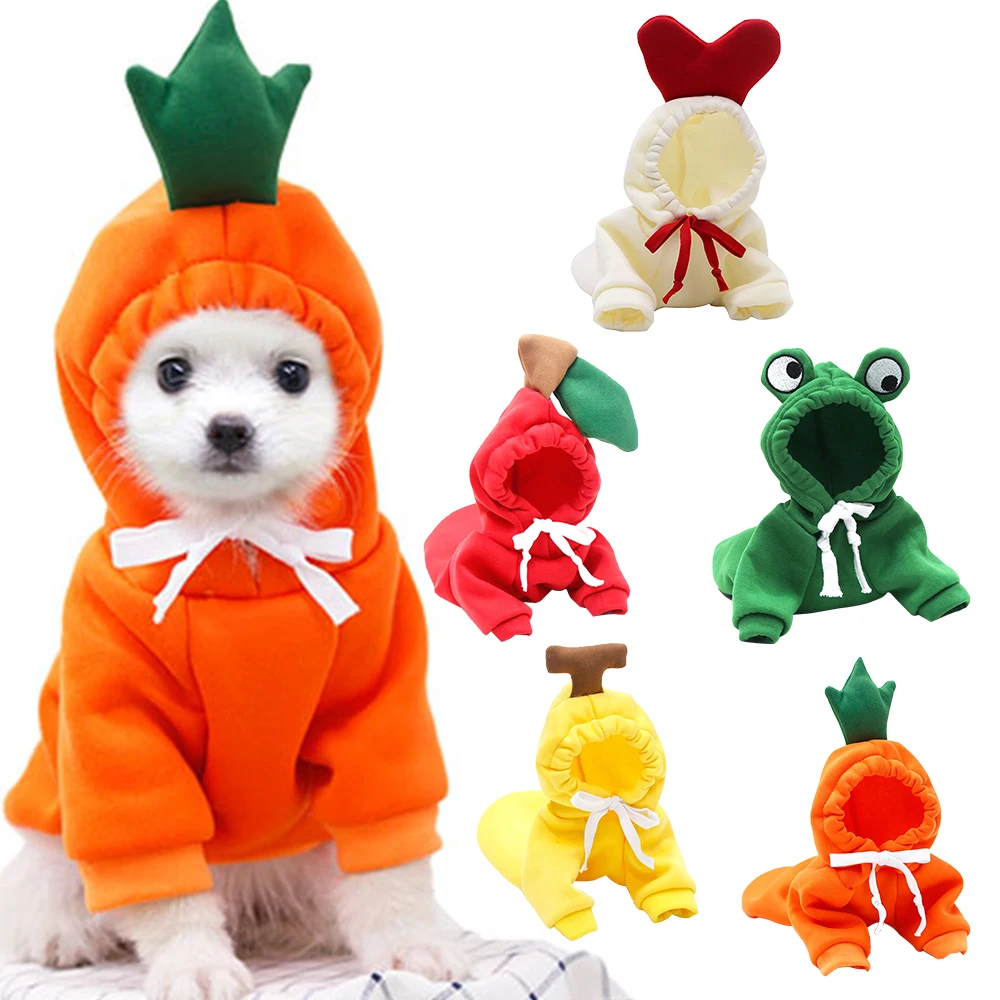 

Pet Clothes Dogs Winter Warm Hoodies Fruit Fleece Pet Dog Cat Costume Jacket For Small Medium Dogs French Bulldog Chihuahua