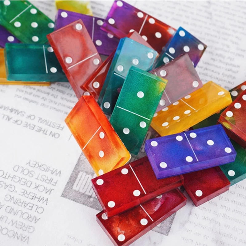 

1 Set DIY Epoxy Resin Domino Game Toy Mold Dominoes Storage Rack Silicone Mould