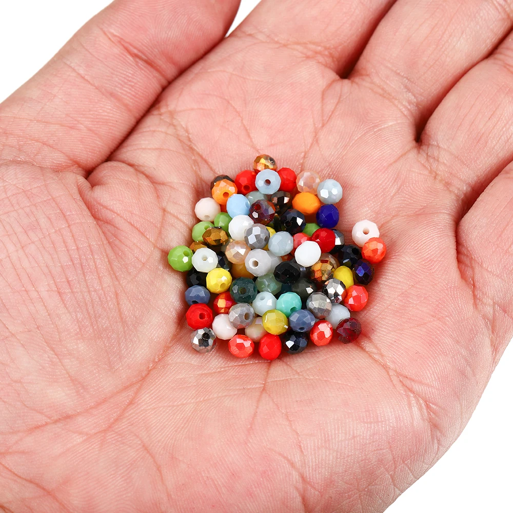 

70-300pcs/lot 3-8mm Multicolor Crystal Rondelle Faceted Glass Beads Loose Spacer Bead For DIY Bracelet Jewelry Making Supplies