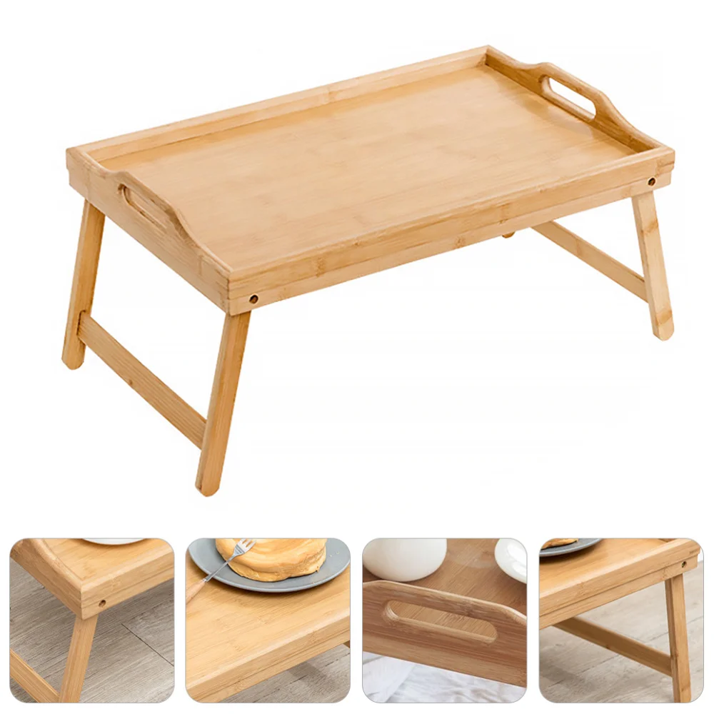 

Laptop Desk Bamboo Bed Tray Table Breakfast Serving Tray with Foldable Legs