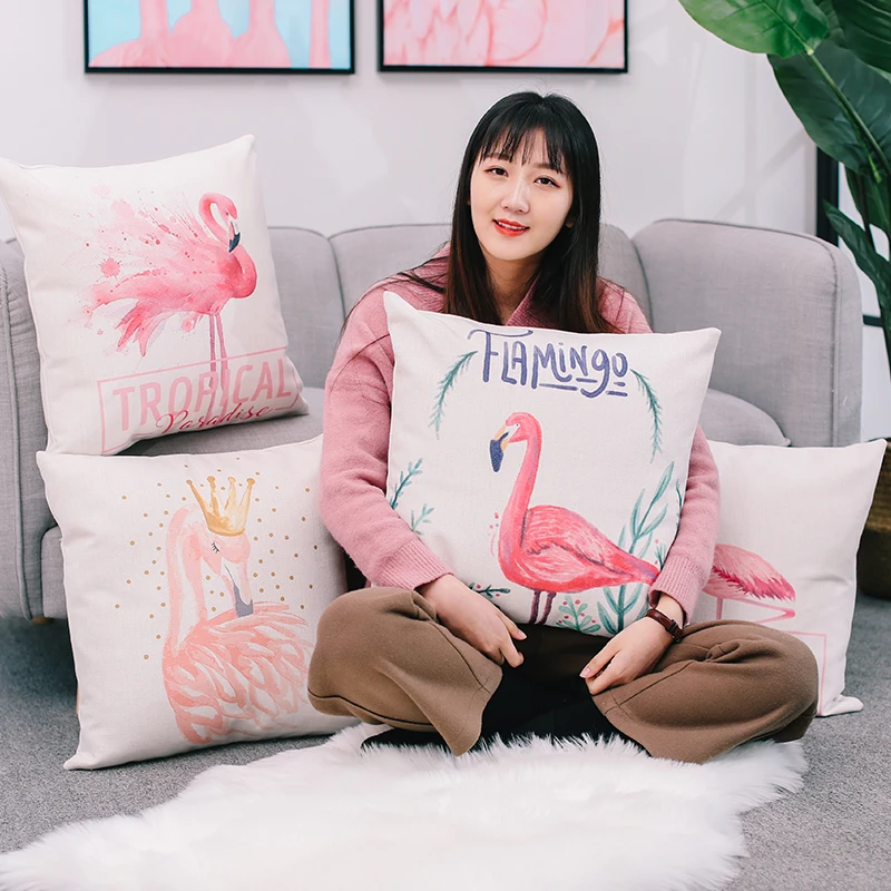 

Flamingo Ins Pillow Female Bedside Cushion Sleeping Sofa Cushion Living Room Backrest Bay Window Waist Pillow Nordic Style