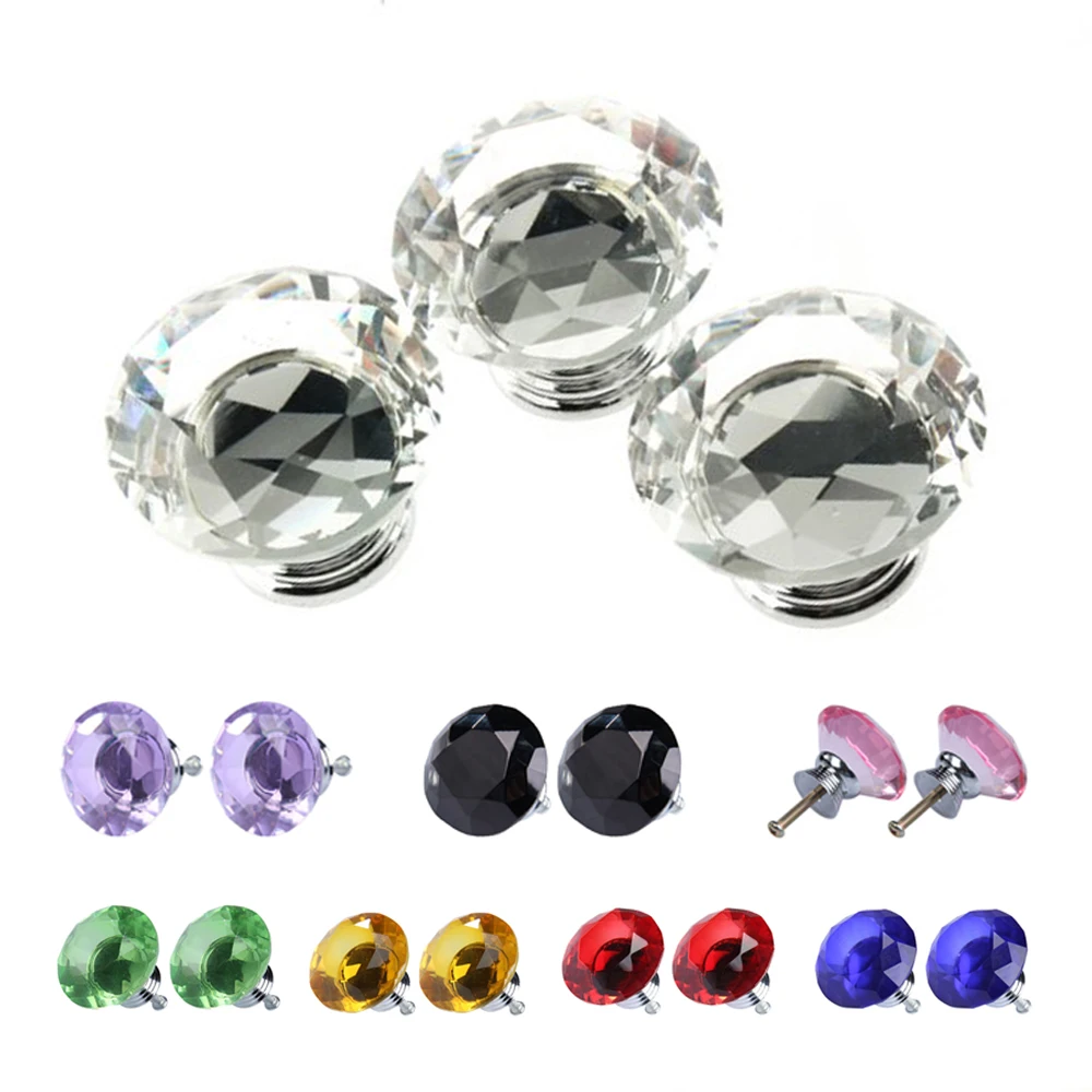 

10Pcs Diamond Shape Crystal Glass Drawer Cabinet Pull Handle Knob