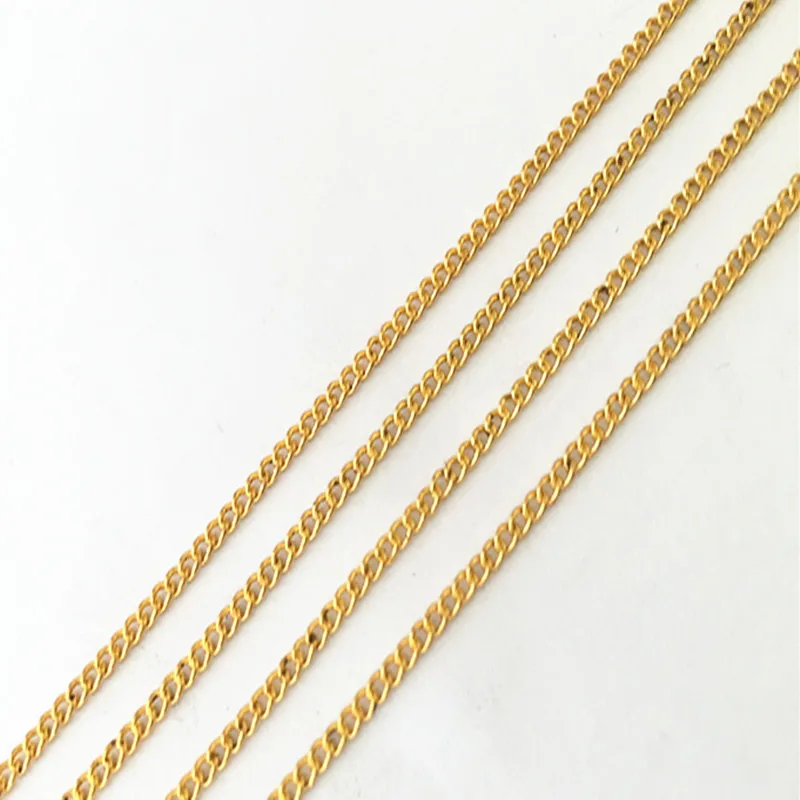 

1MMX2MM Gold color Link necklace pendant chain Accessories Connector With Round Buckle 50Pcs/Lot