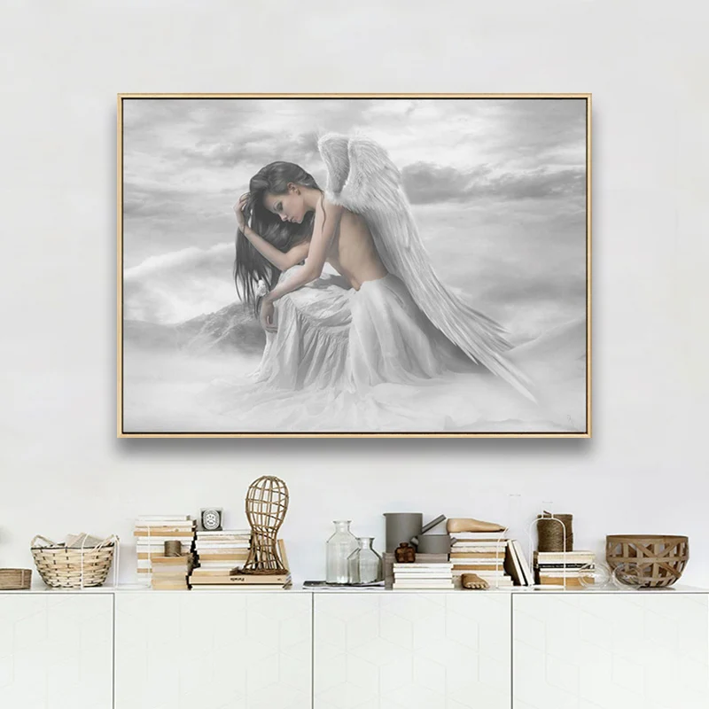 Современный простой плакат с черно-белым изображением танцовщицы Декор Ангел
