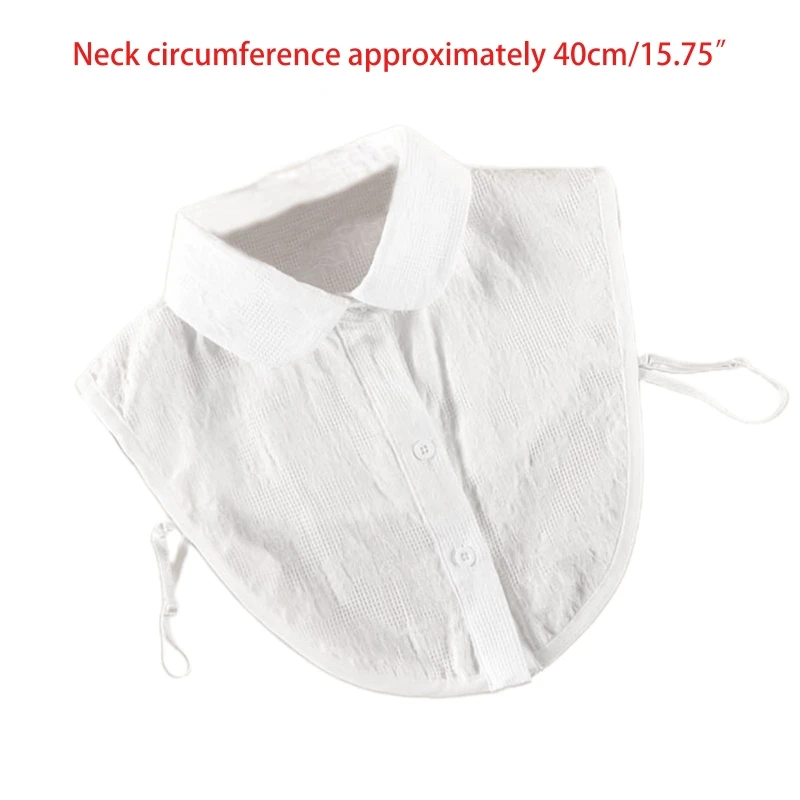 

Women Autumn Turn-Down Lapel False Fake Collar Sweet Floral Jacquard Cotton Detachable Half Shirt Blouse Buttons Dickey