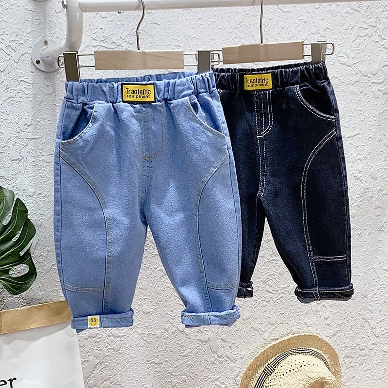 

2022 весенние детские джинсы, модные однотонные джинсы для мальчиков и девочек, детские джинсы для мальчиков, повседневные джинсовые брюки дл...