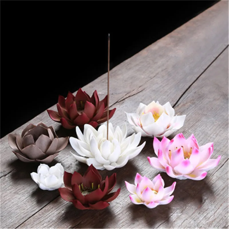 

Ceramic White Lotus Incense Burner Stick Holder Aromatherapy Censer Handicraft Home Decor In Office Teahouse Creative Decoration