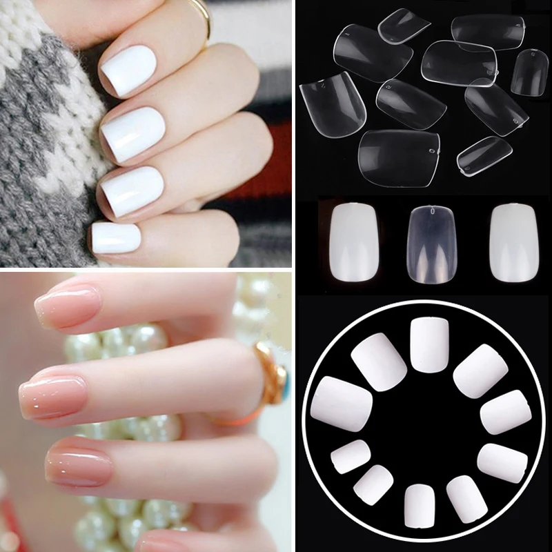 100 шт./кор. короткие накладные ногти Советы квадратный Форма искусственные палец