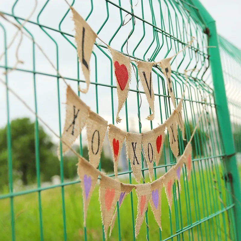 Письмо Сердце печатные мешковины баннер флаг овсянка гирлянда День Святого