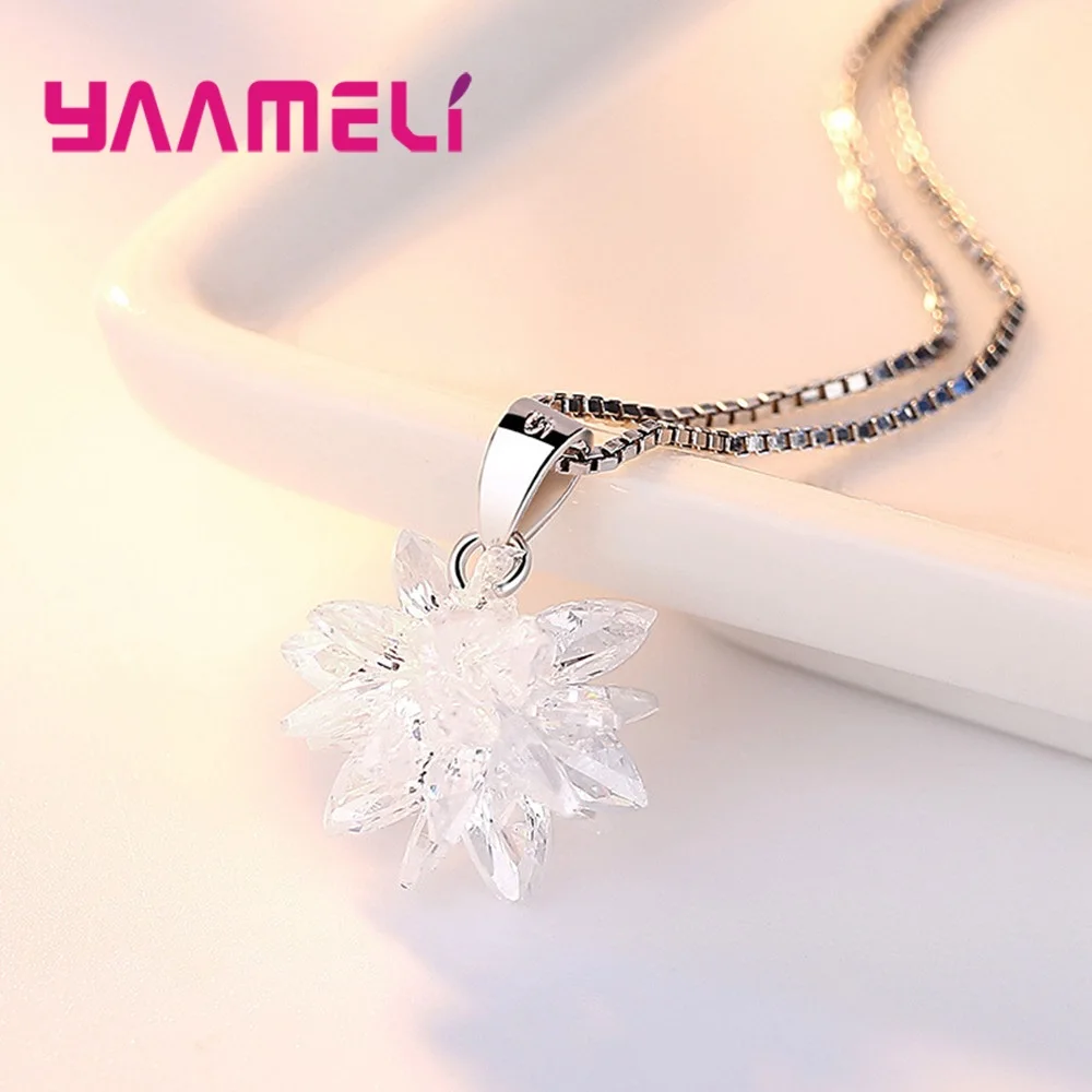 Женское ожерелье из серебра 925 пробы с фианитом|Ожерелья| |