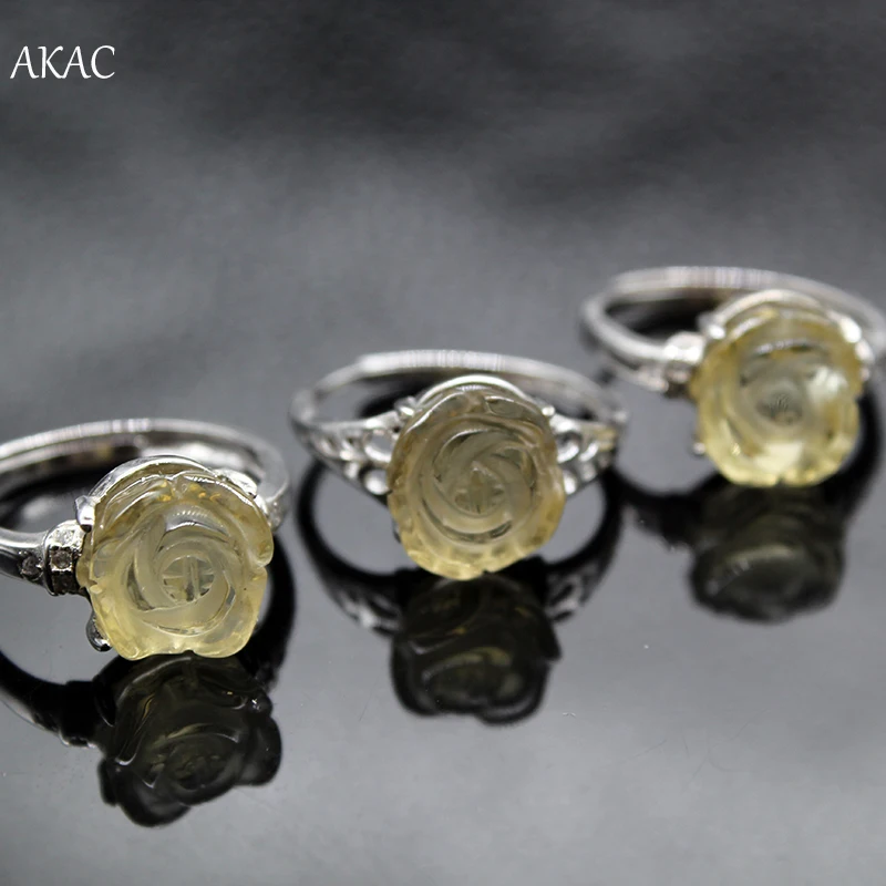 Женское кольцо с натуральным светло-желтым цитрином 10-11 мм | Украшения и