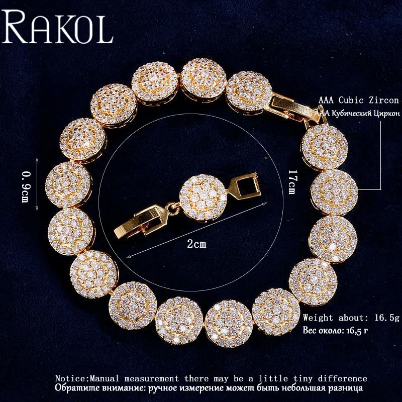 RAKOL Brand New Trendy Design Cute Round Cut Pink Cubic Zirconia Bracelet For Women Birthday Gift Jewelry