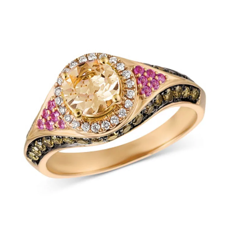 

Ofertas Wholesale Gold Vintage European Medieval Retro Multicolor Zircon Inlaid Rings for Women Party Wedding Jewelry
