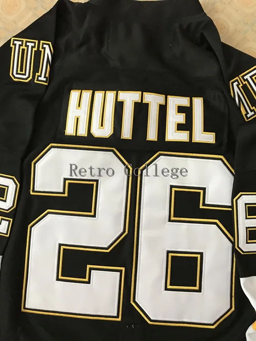 

Minnesota Duluth Bulldogs hermantown Chad Huttel MEN'S Hockey Jersey Embroidery Stitched Customize any number and name