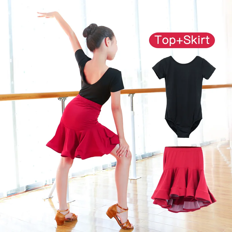 Детское платье для латинских танцев Детская Латиноамериканская юбка с коротким