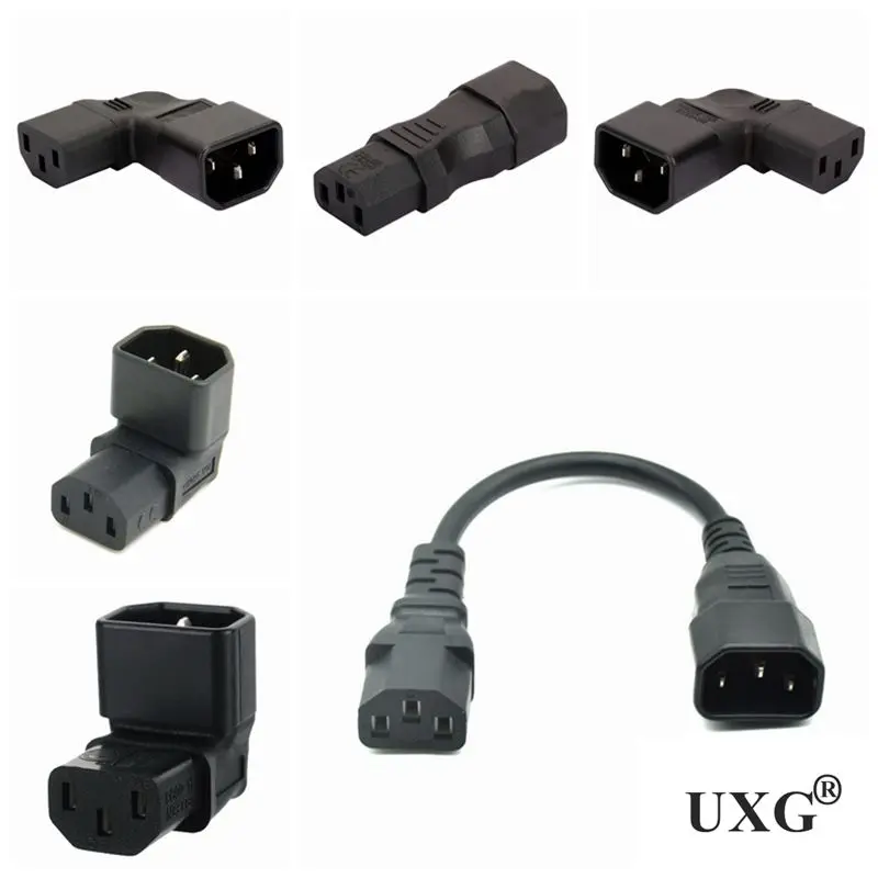 IEC60320 C13 угол конвертер удлинитель к C14 PDU вверх вниз правый силовые кабели папа