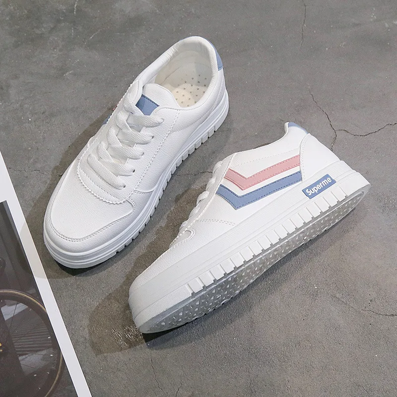 Новинка 2019 года женская повседневная обувь из вулканизированной кожи белые