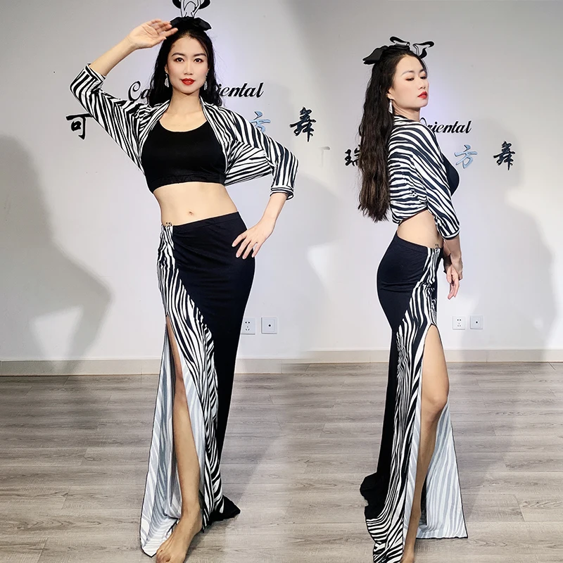 

Костюм для танца живота Одежда для танцев живота Одежда для восточных танцев Одежда для тренировок Костюм больших размеров с рисунком зебр...