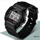 Часы наручные мужские электронные, цифровые Роскошные светодиодные противоударные водонепроницаемые спортивные в стиле милитари, чёрные квадратные
