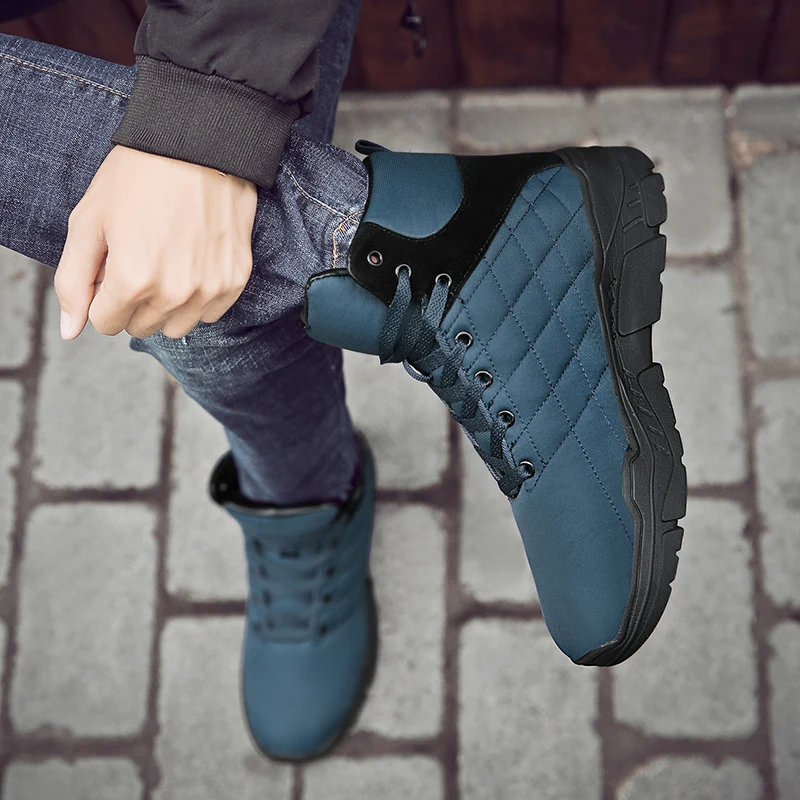 

2020 new autumn and winter snow ankle boots men's leather warm fur boots casual shoes men's tactical boots retro style sneakers
