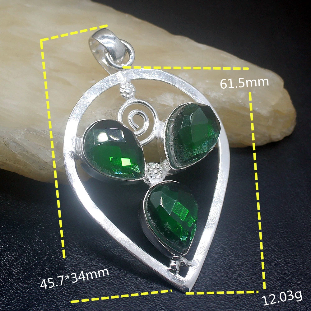 Gemstonefactory Jewelry Big Promotion Single Unique 925 Silver Green Fire Mystic Topaz Lady Women Necklace Pendant 20210027 |