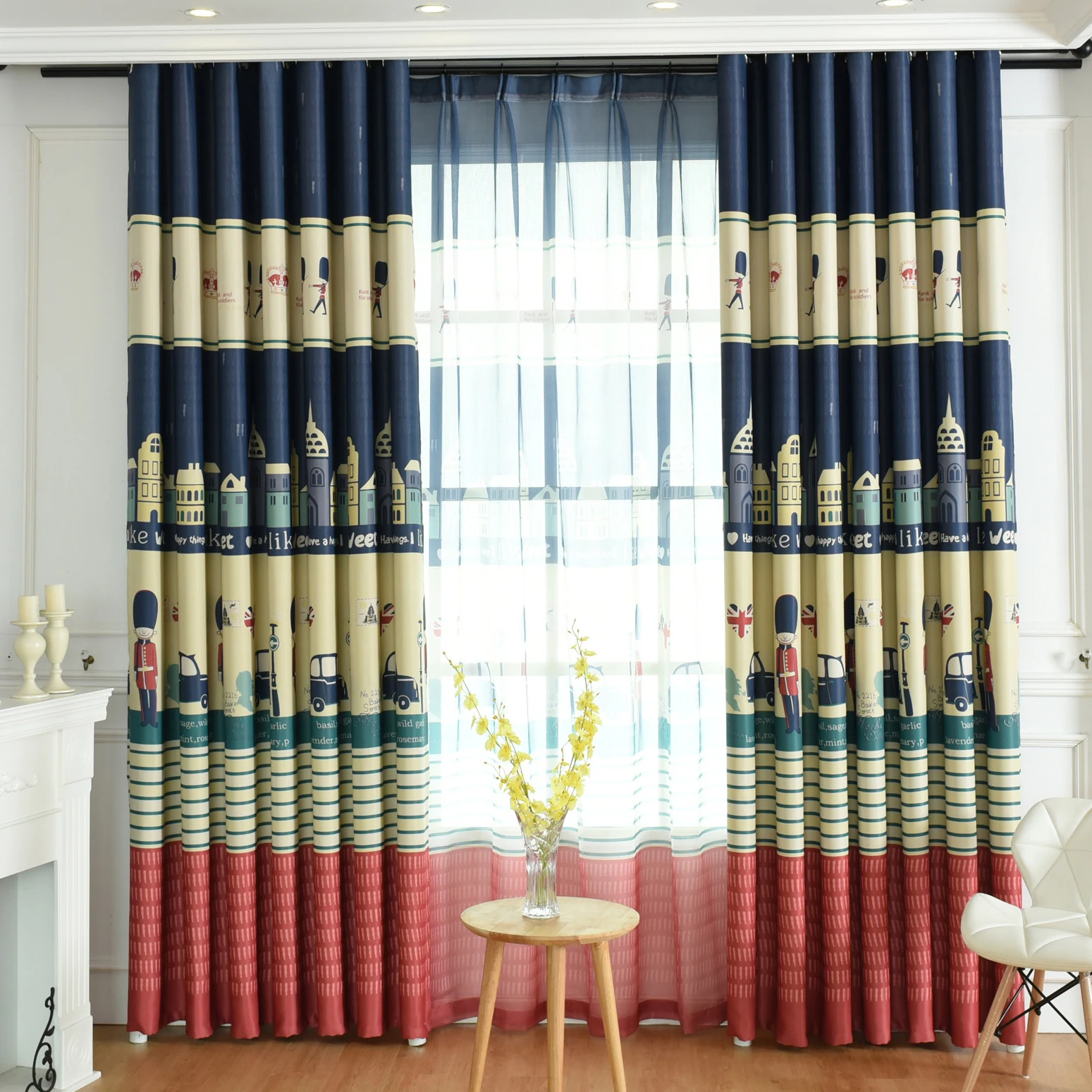 

TONGDI Children Printing Castle Knight Blackout Curtains High-grade Decoration For Home Parlor Sitting Room Bedroom Living Room