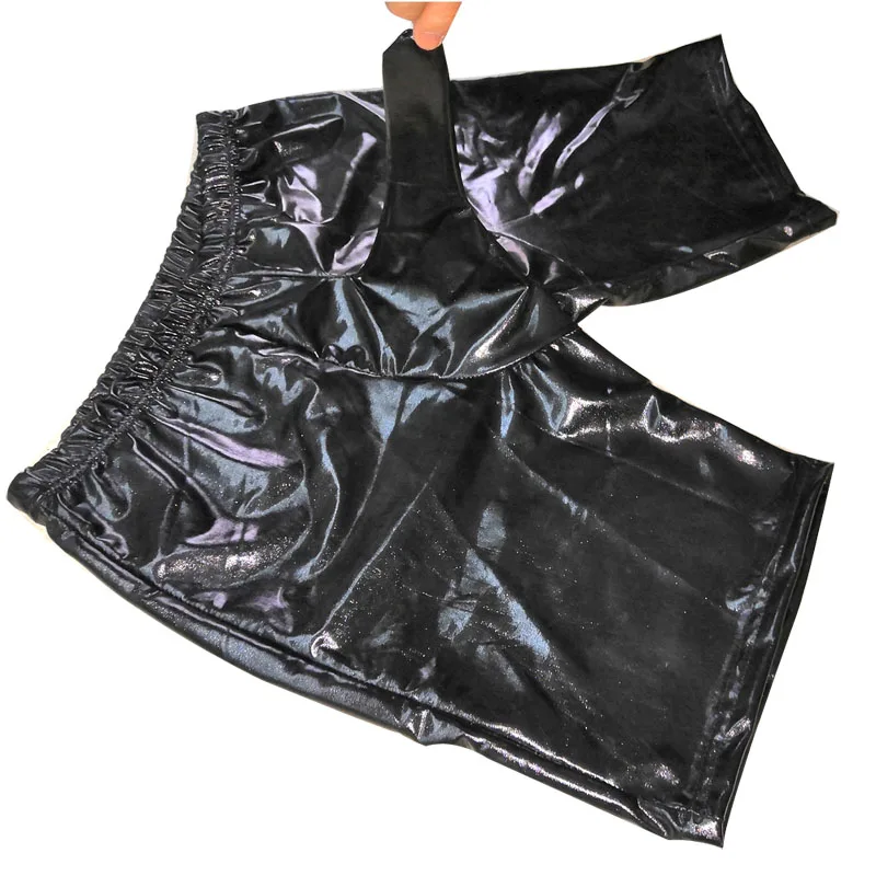 

2021 New Men Patent Leather Shorts Sexy Lingerie Nightclub Stage Skinny Performance Parties Clubwear Shorts