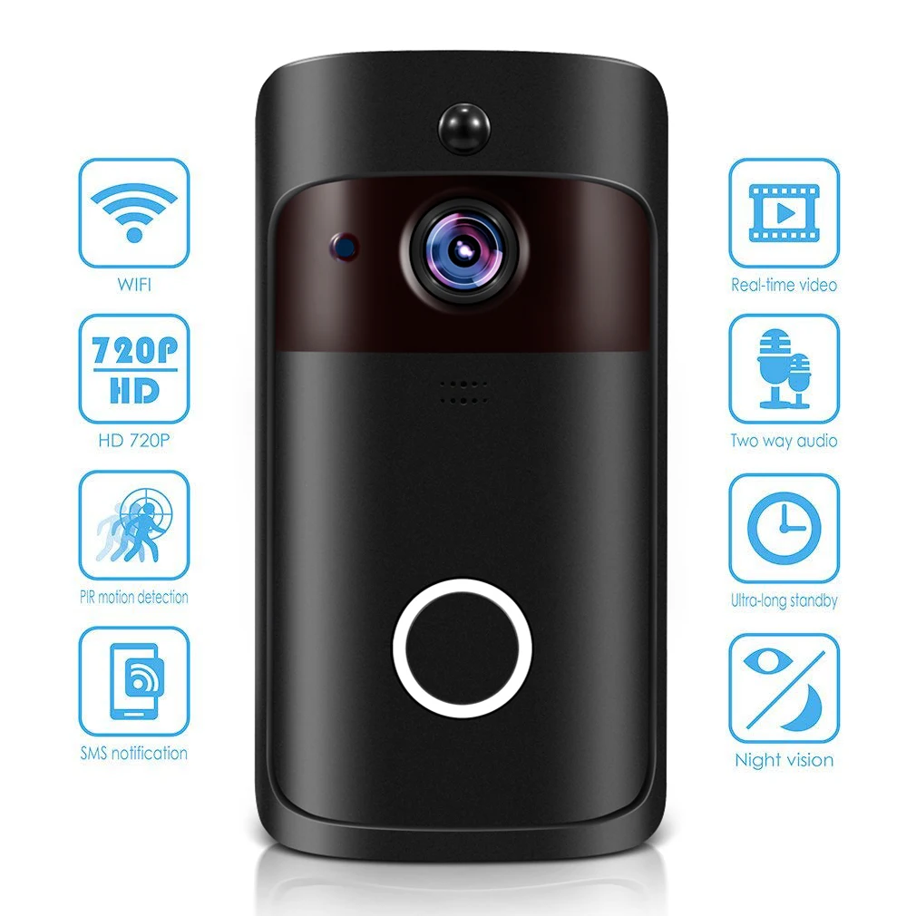 Wi-Fi, видеопереговорное устройство глазок дверной звонок, камера перезвон 1080P HD ИК Ночное видение 160 градусов Беспроводной удаленно