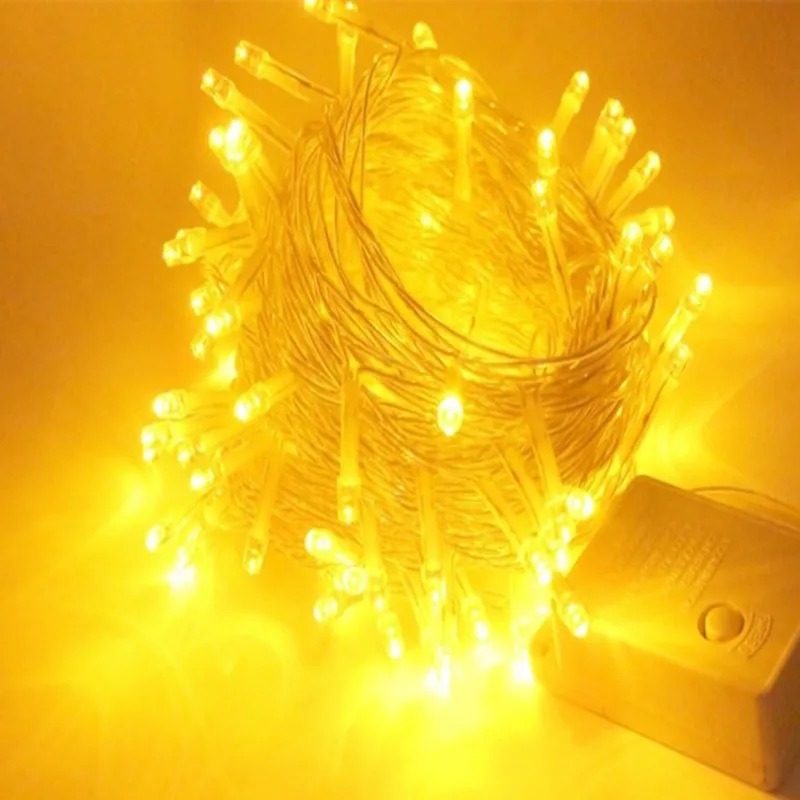 10 м 100Led светильник гирлянда Рождественская елка Сказочный светильник Luce водонепроницаемый домашний сад вечерние праздничные Свадебные украшения - Испускаемый цвет: Цвет: желтый