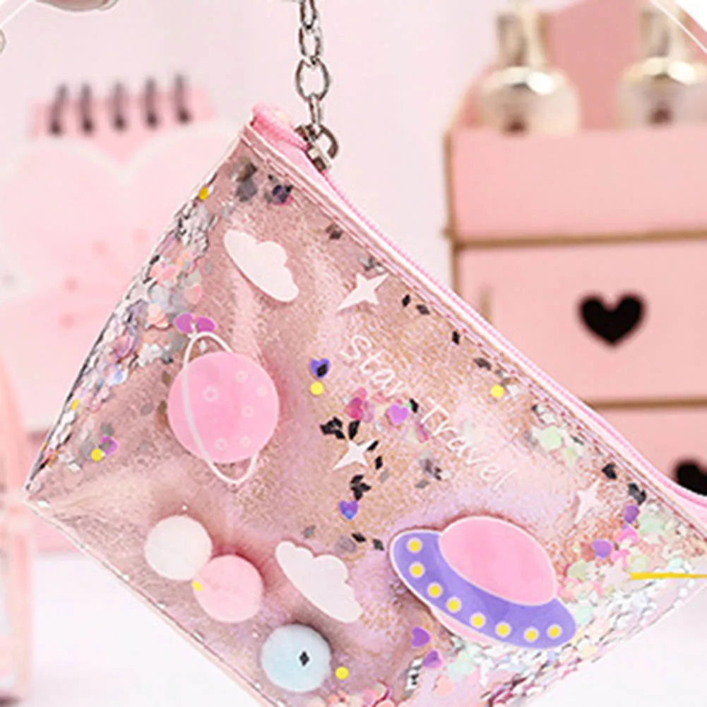 

Hot Selling Cute Cartoon Transparent Coin Case Office School Travel Supplies Makeup Bag -B5