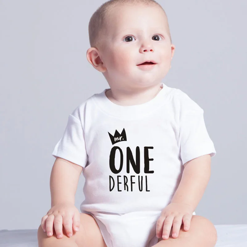 Хлопковая одежда для малышей; Mr One-derful; боди на день рождения для маленьких мальчиков; костюм для первого дня рождения для мальчиков