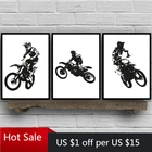 Плакаты Motocross Rider художественные принты черно-белые мотоциклетные гоночные современные картины на холсте для мальчиков домашнее искусство настенный Декор комнатный Декор