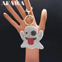 cartoon ghost keychain crystal cute car bag keyring charm pendant jewelry valentines day gift kxhk28s01