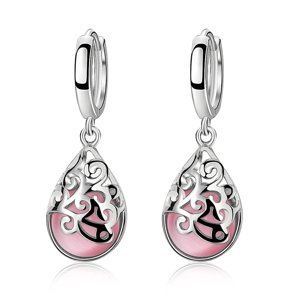 Розовый/MSXNEOW белый кошачий глаз камень серьги капли для женщин белое золото