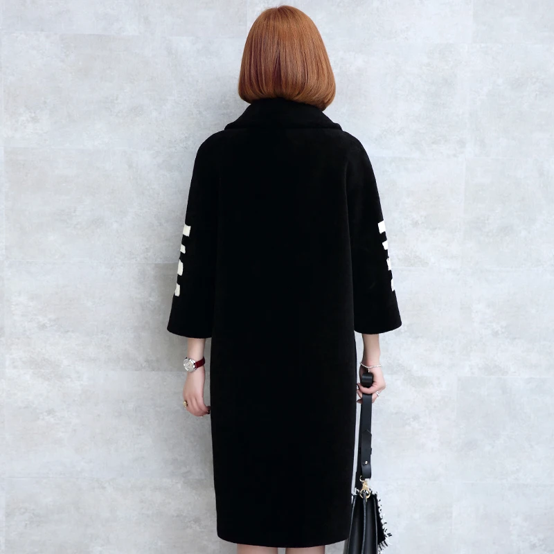 Зимнее женское пальто из натурального меха ягненка Толстая теплая Натуральная