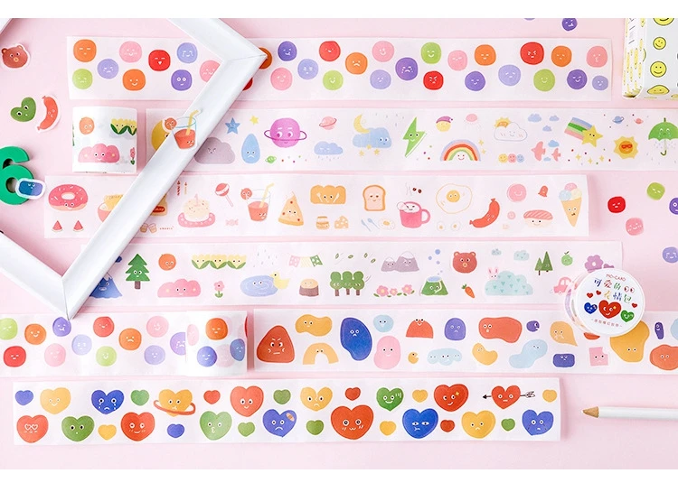 Kawaii лицо настроение конфеты бобы декоративная клейкая лента васи лента DIY Скрапбукинг маскирующая лента школа милые канцелярские принадлежности подарок